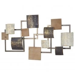 Twentyfour Décoration murale Talavera - Fer - Doré / Crème / Noir - 90 x 52 x 5 cm