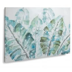 Twentyfour Tableau déco Daeva - Feuille de plante - Vert - 100 x 70 cm