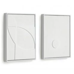 Twentyfour Tableaux déco Brunella (2 éléments) - Feuille de plante - Blanc - 32 x 42 cm