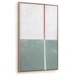 Twentyfour Tableau déco Malvern - Feuille de plante - Vert / Blanc - 50 x 70 cm