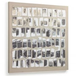 Twentyfour Impression sur toile Xiomara - Feuille de plante - Blanc / Noir