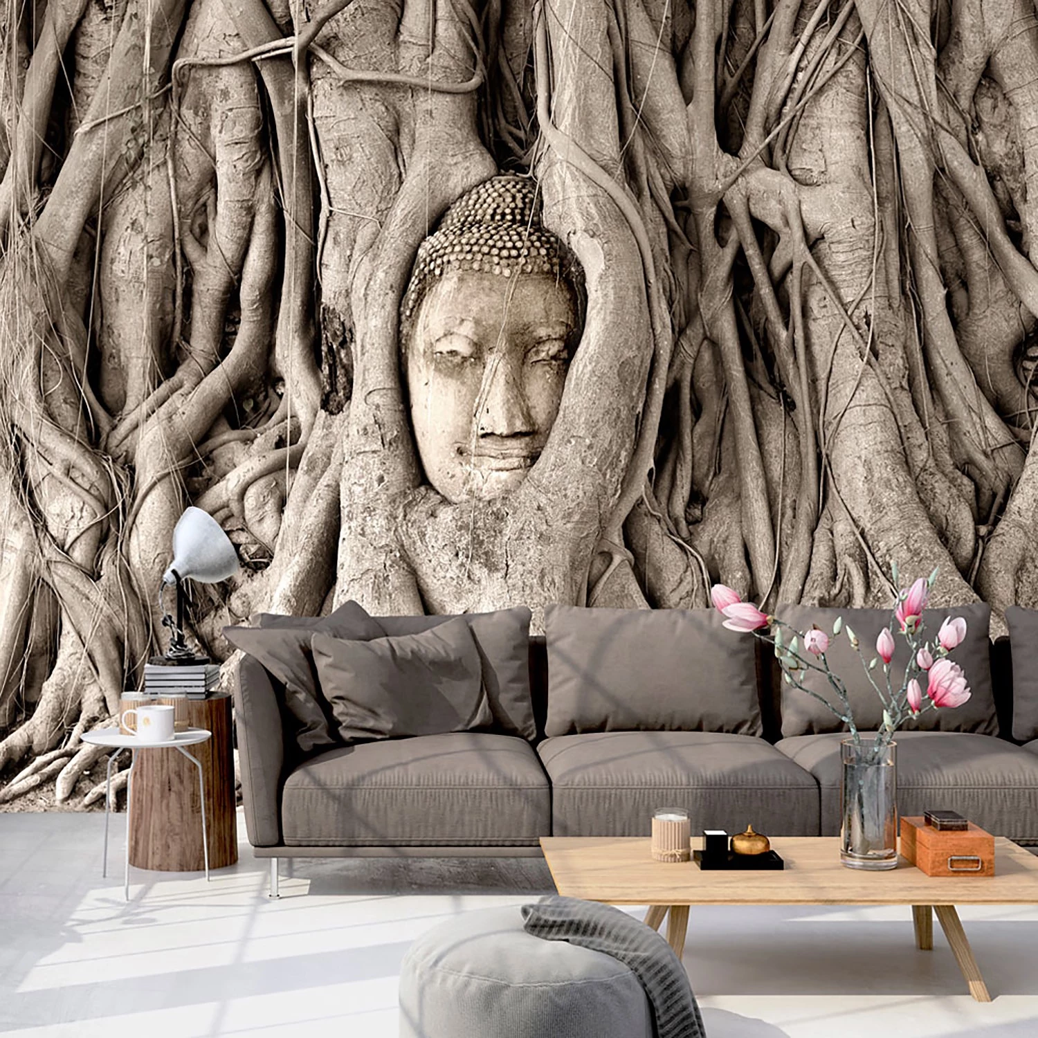 Artgeist Papier peint intissé Buddhas Tree - Papier peint en intissé premium - Marron - 150 x 105 cm – Image 2