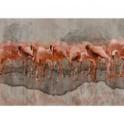 Artgeist Papier peint intissé Flamingo Lake - Papier peint en intissé premium - Rose - 200 x 140 cm