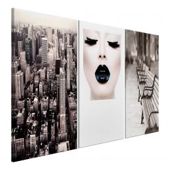 Artgeist Tableaux déco Faces of City (3 élém.) - Toile - Multicolore