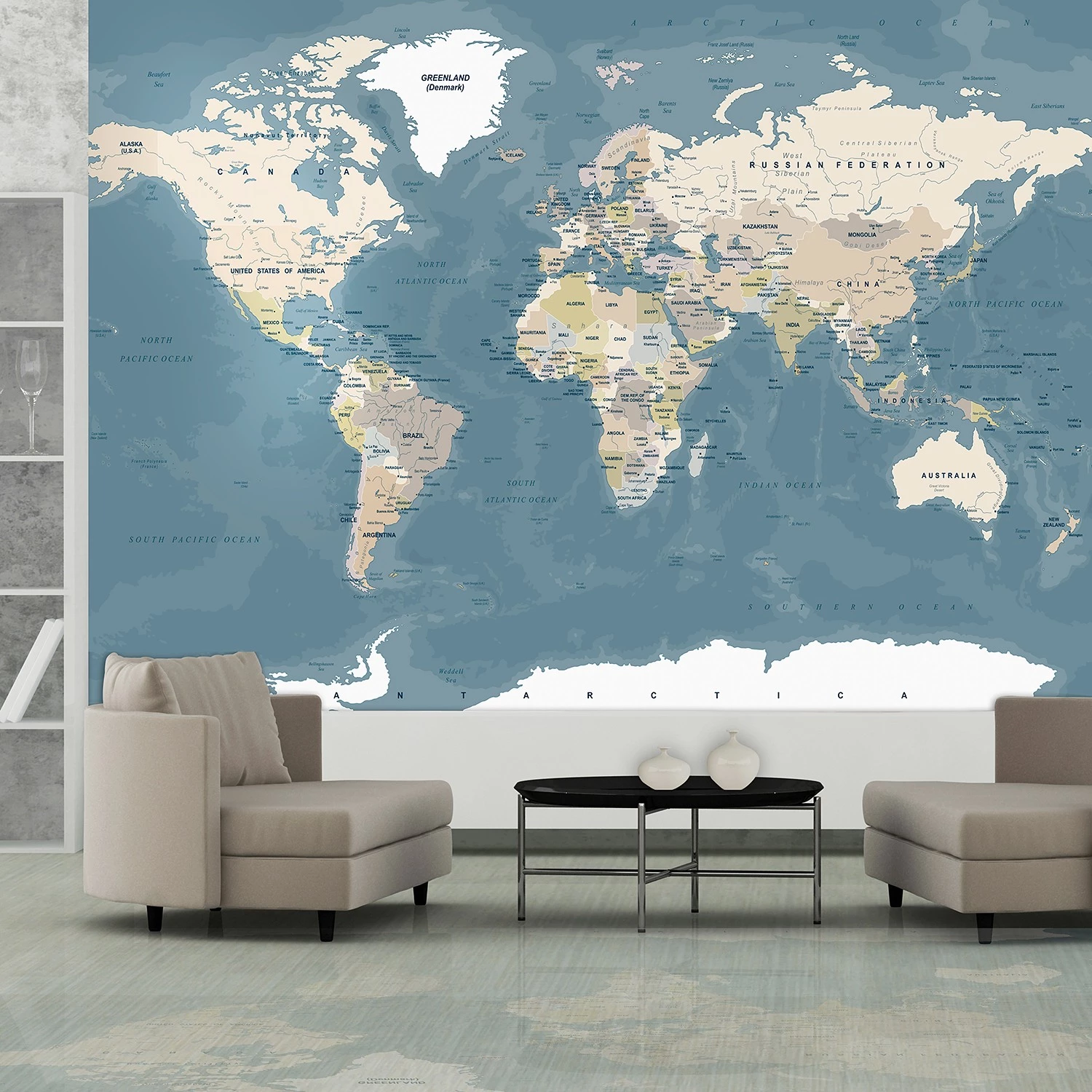 Artgeist Papier peint intissé Vintage World Map - Papier peint en intissé premium - Bleu – Image 2
