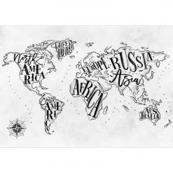 Artgeist Papier peint intissé Retro Continents - Papier peint en intissé premium - Blanc - 300 x 210 cm