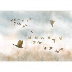 Artgeist Papier peint intissé Golden Geese - Papier peint en intissé premium - Multicolore - 300 x 210 cm