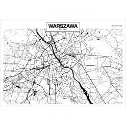 Artgeist Papier peint intissé Warsaw Map - Intissé premium - Noir / Blanc - 400 x 280 cm