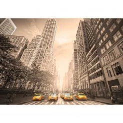 Artgeist Papier peint intissé New York Taxis - Papier peint en intissé premium - Marron