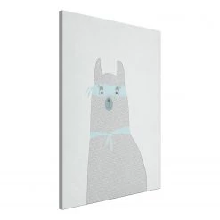 Artgeist Tableau déco Mysterious Lama - Toile - Gris