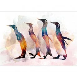 Artgeist Papier peint intissé Penguin Wandering - Papier peint en intissé premium - Multicolore - Largeur : 450 cm