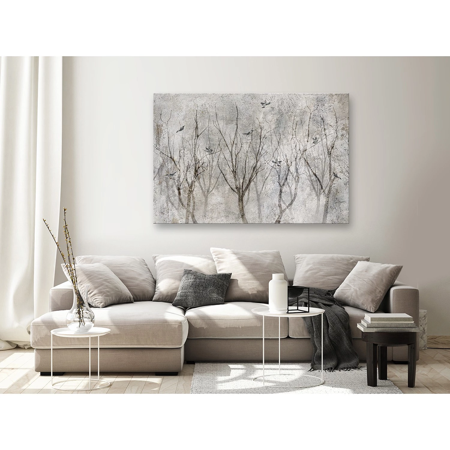 Artgeist Tableau déco Singing in the Forest - Toile - Noir / Blanc - 60 x 40 cm – Image 2