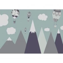 Artgeist Papier peint intissé Balloon Land - Papier peint en intissé premium - Gris - Largeur : 400 cm