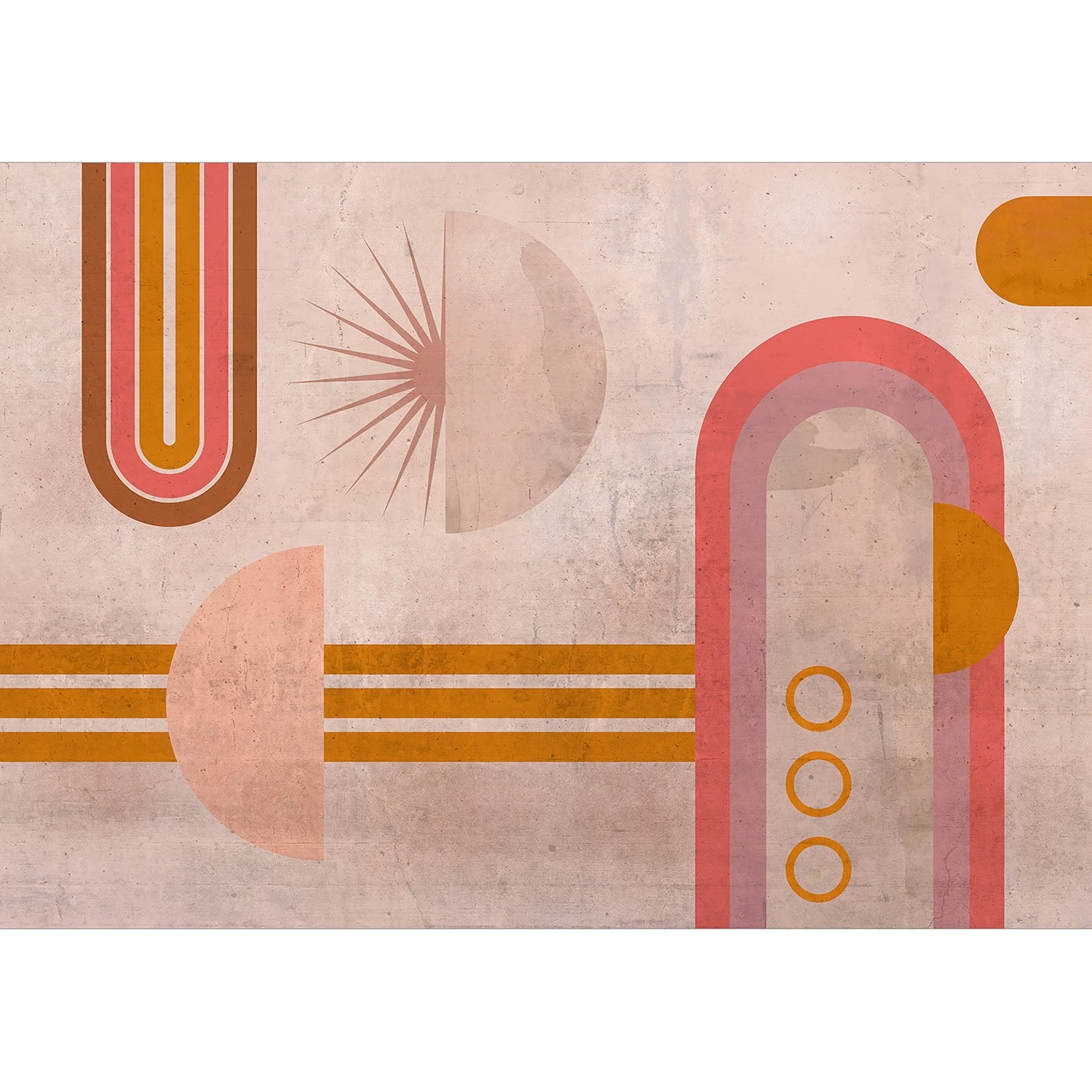 Artgeist Papier peint intissé Pink Arcs - Papier peint en intissé premium - Rose - Largeur : 300 cm