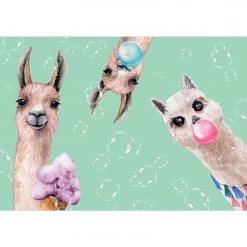 Artgeist Papier peint intissé Crazy Llamas - Papier peint en intissé premium - Multicolore - Largeur : 250 cm