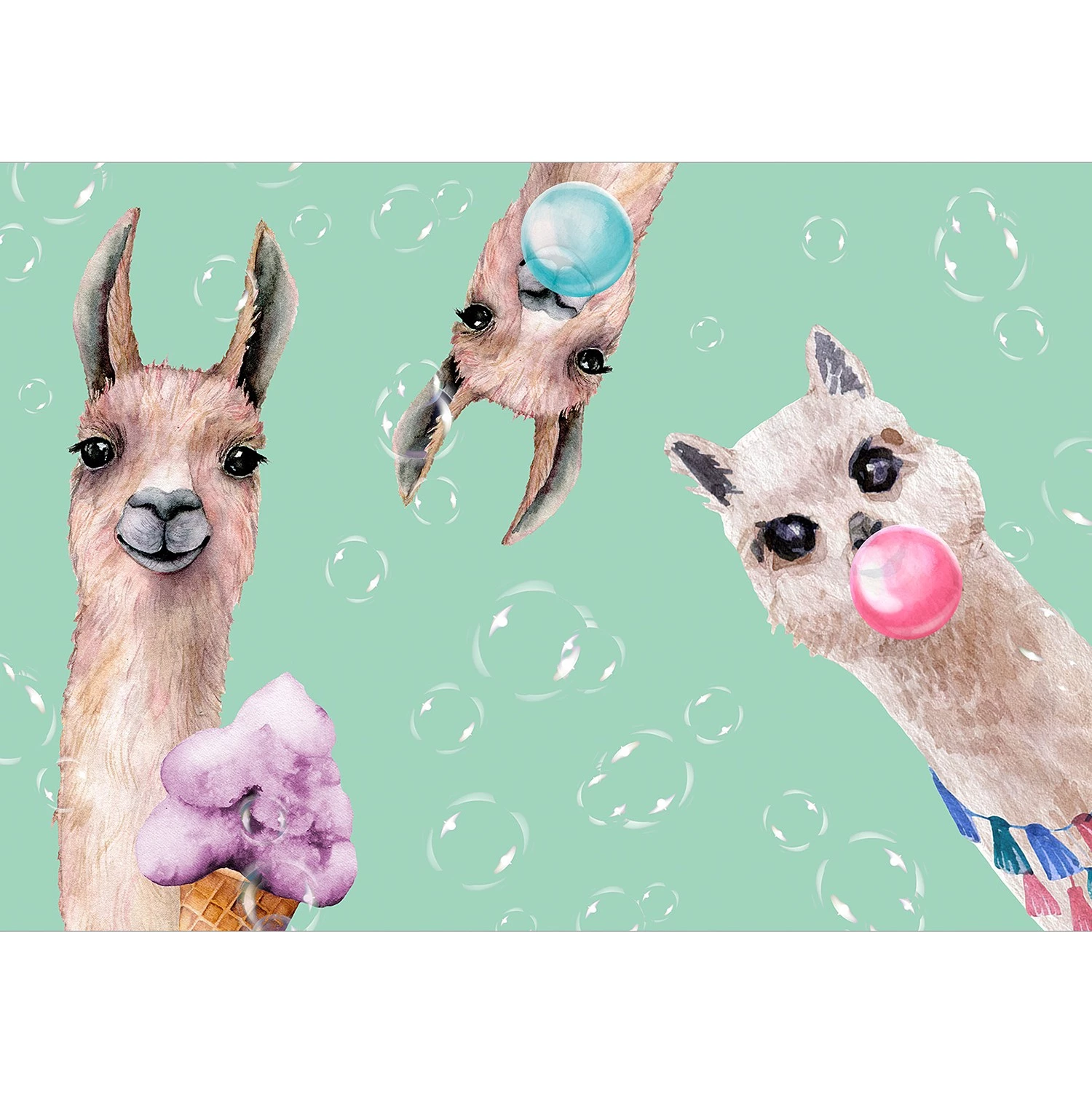 Artgeist Papier peint intissé Crazy Llamas - Papier peint en intissé premium - Multicolore - Largeur : 250 cm