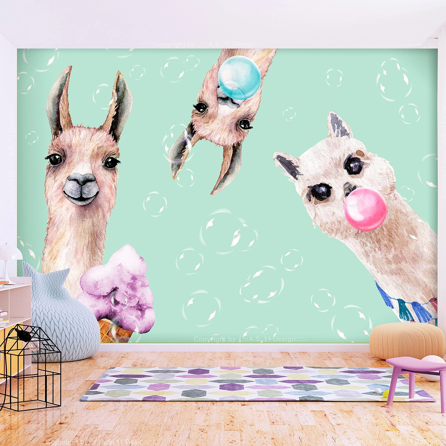 Artgeist Papier peint intissé Crazy Llamas - Papier peint en intissé premium - Multicolore - Largeur : 250 cm – Image 2