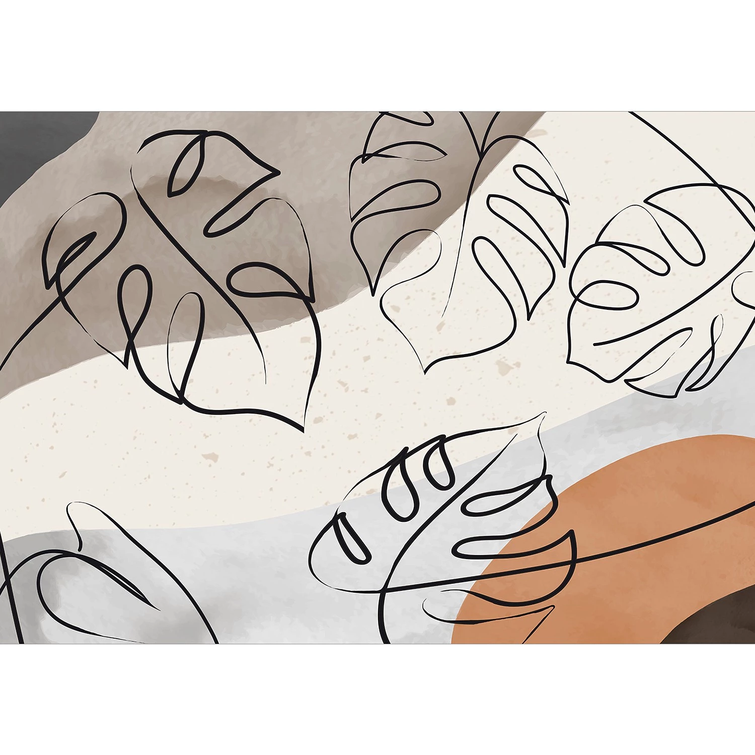 Artgeist Papier peint intissé Minimal Monstera - Papier peint en intissé premium - Multicolore - Largeur : 250 cm