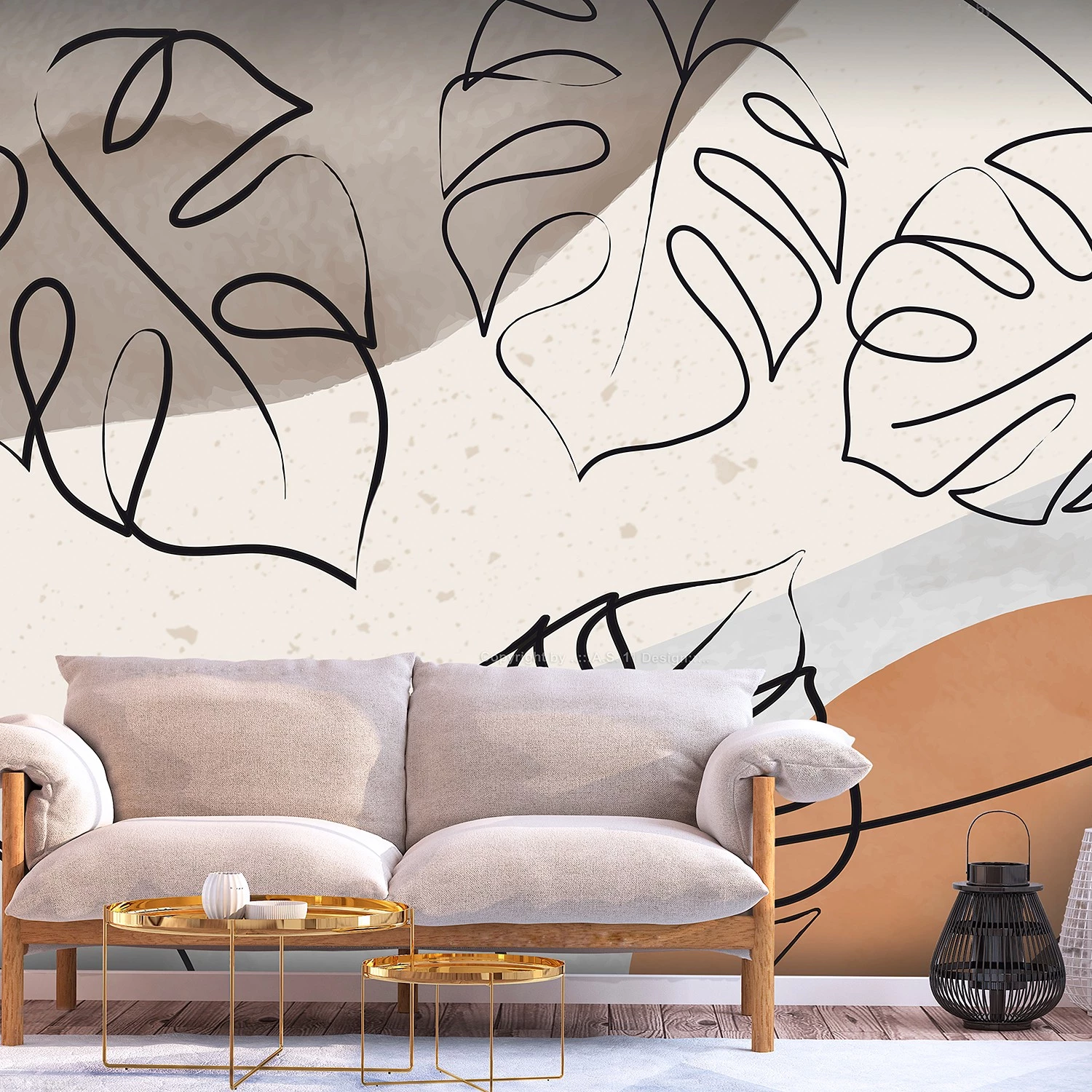 Artgeist Papier peint intissé Minimal Monstera - Papier peint en intissé premium - Multicolore - Largeur : 250 cm – Image 2
