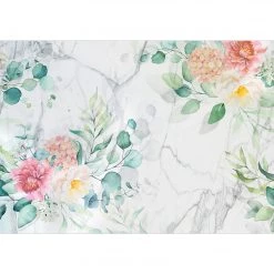 Artgeist Papier peint intissé Flowery Marble - Papier peint en intissé premium - Multicolore - Largeur : 450 cm