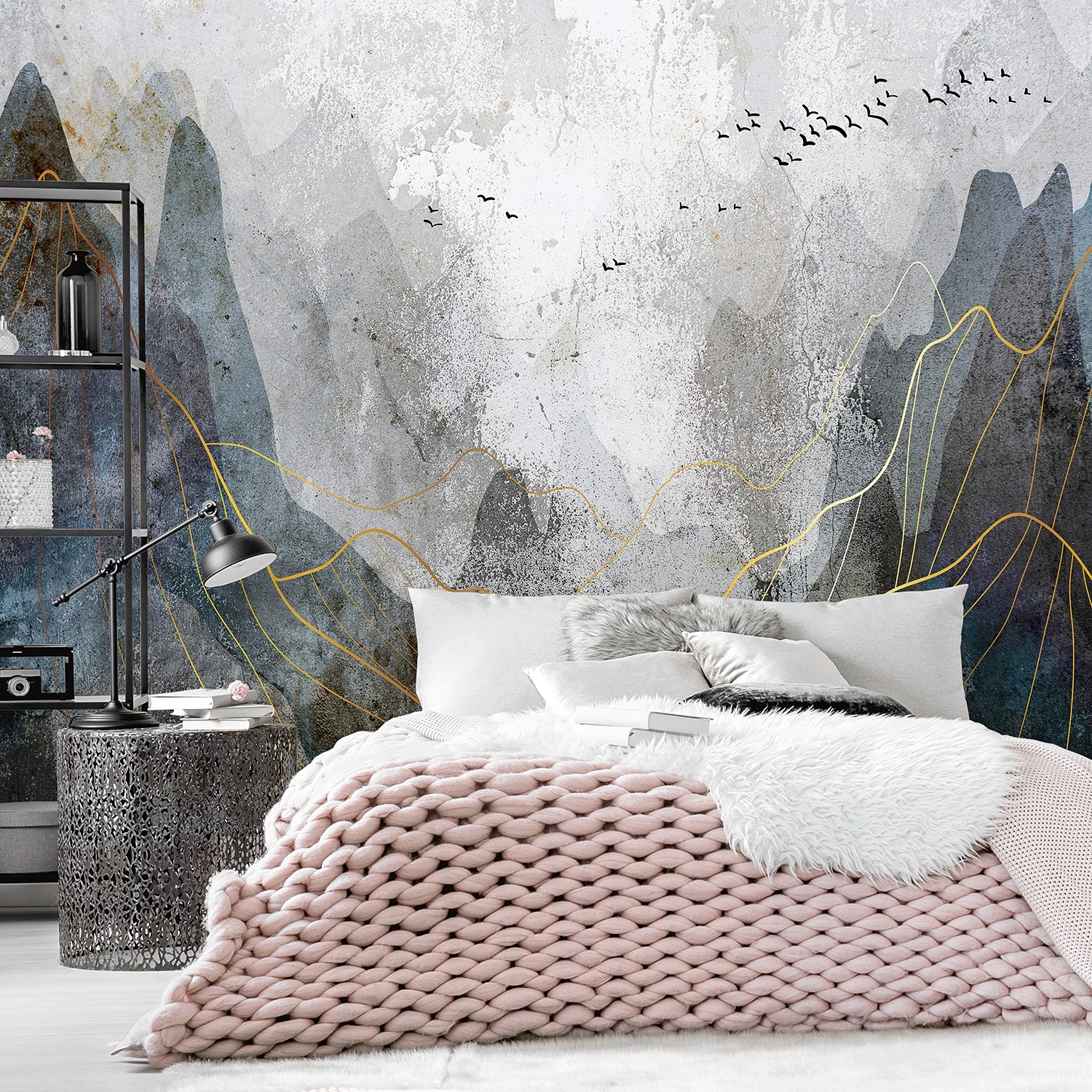 Artgeist Papier peint intissé Misty Mountain Pass - Papier peint en intissé premium - Gris - Largeur : 200 cm – Image 2