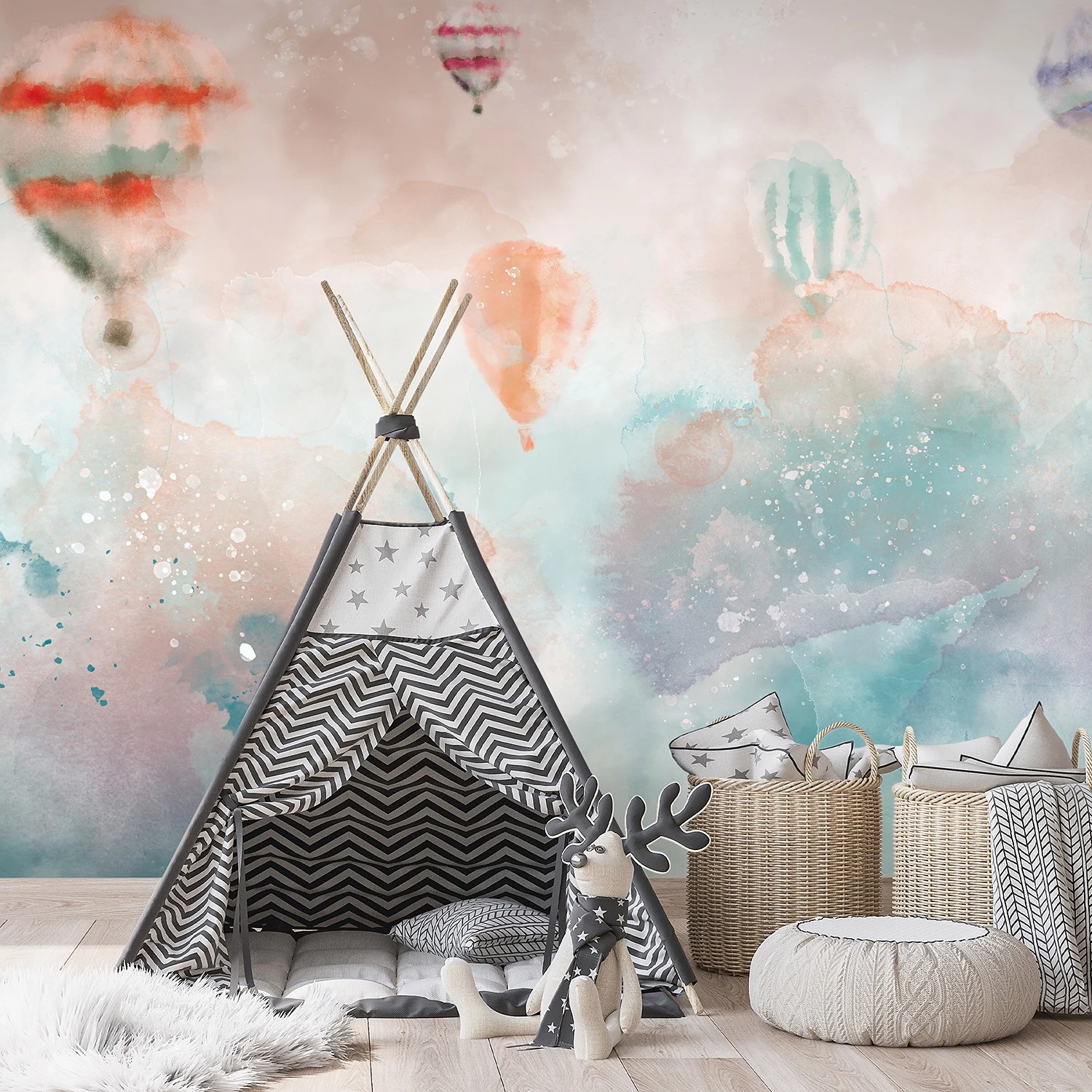 Artgeist Papier peint intissé Balloon Dream - Papier peint en intissé premium - Multicolore - Largeur : 300 cm – Image 2