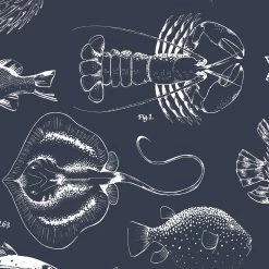 Contour Papier peint intissé Océan profond - Intissé - Navy