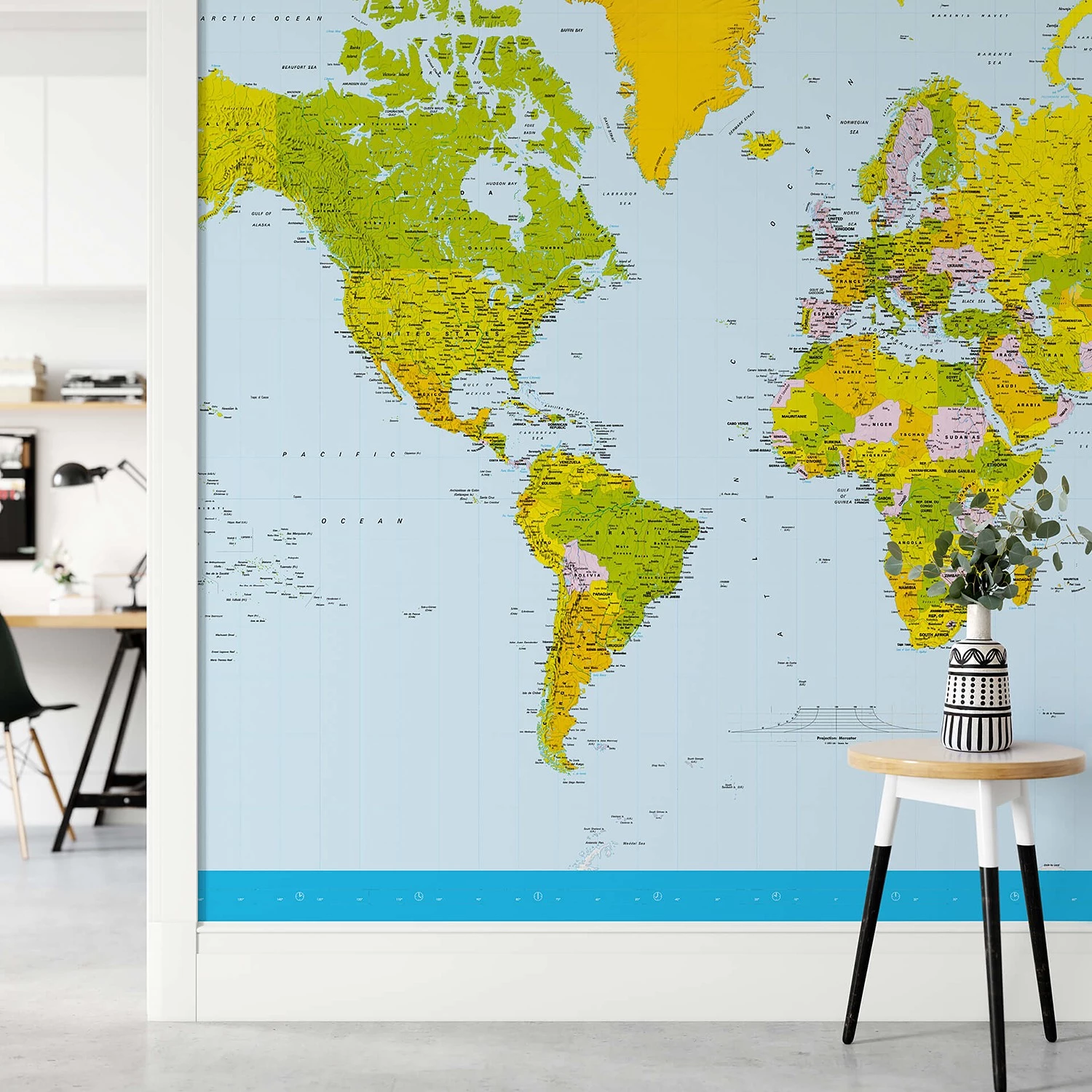 A.S. Création Papier peint World Map - - Bleu / Vert / Jaune - 3,66 x 2,54 cm – Image 2