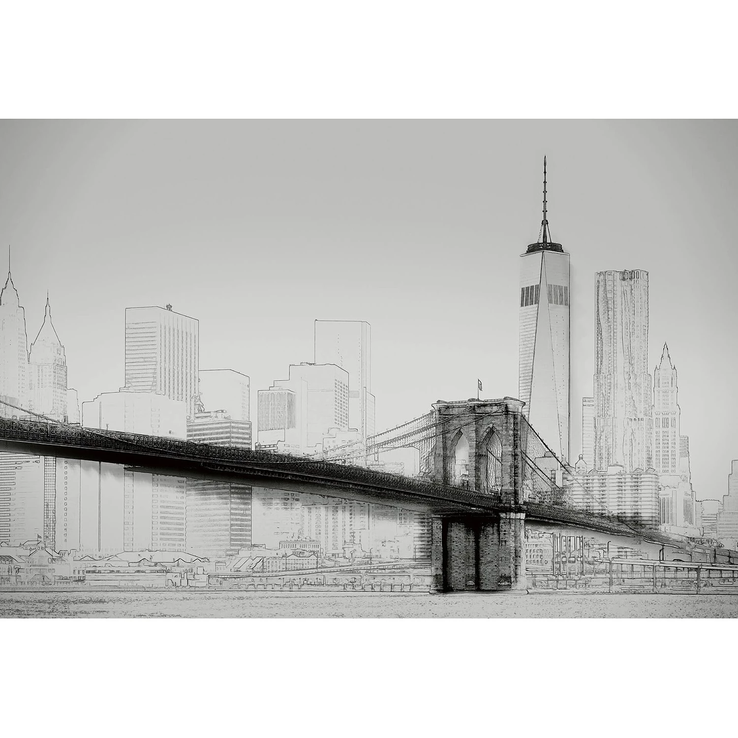 A.S. Création Papier peint New York Skyline - Intissé - Noir / Blanc / Gris - 3,84 x 2,6 cm