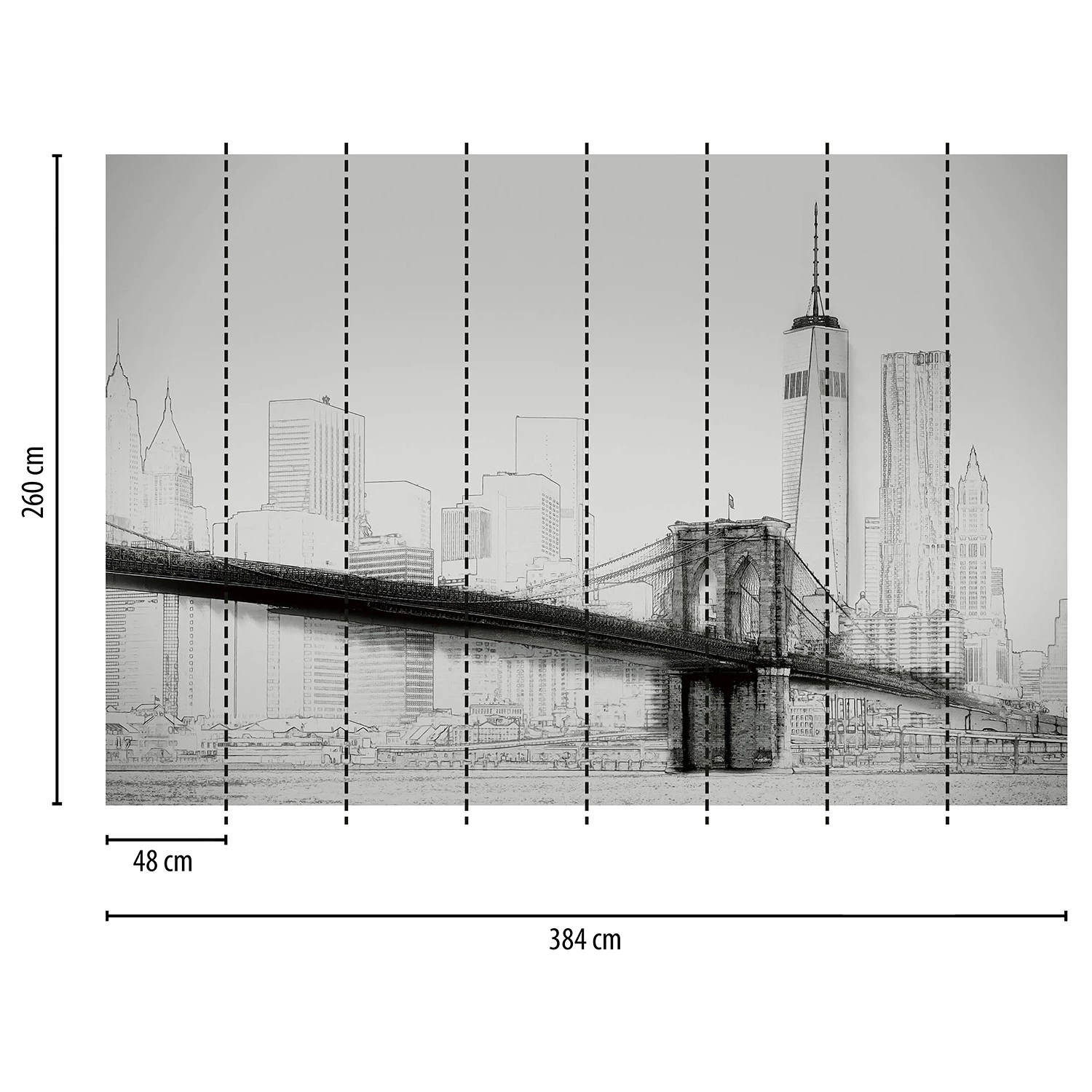 A.S. Création Papier peint New York Skyline - Intissé - Noir / Blanc / Gris - 3,84 x 2,6 cm – Image 3