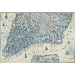 A.S. Création Papier peint Vintage City Map New York - Intissé - Bleu / Beige - 3,84 x 2,6 cm