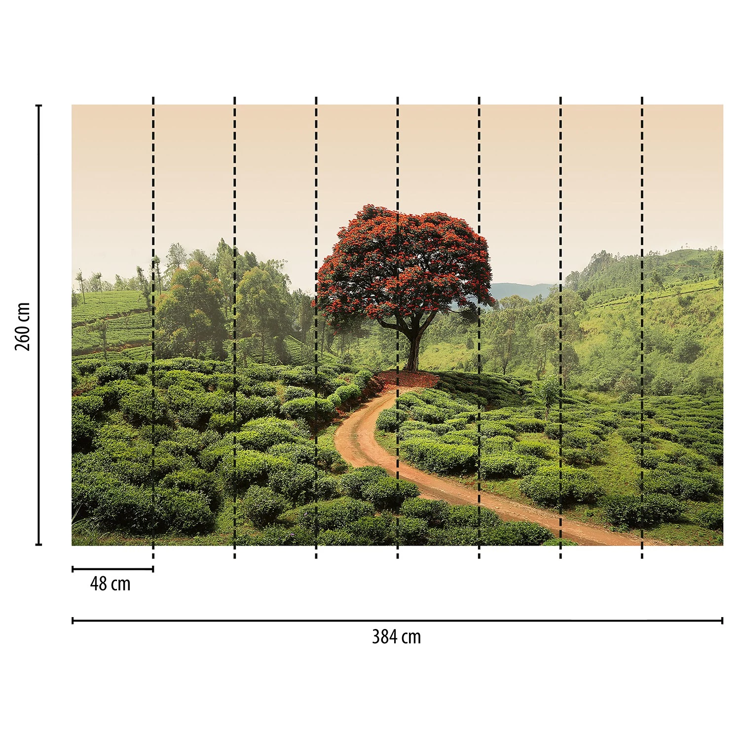 A.S. Création Papier peint Paysage naturel - Intissé - Vert / Beige / Rouge - 3,84 x 2,6 cm – Image 3