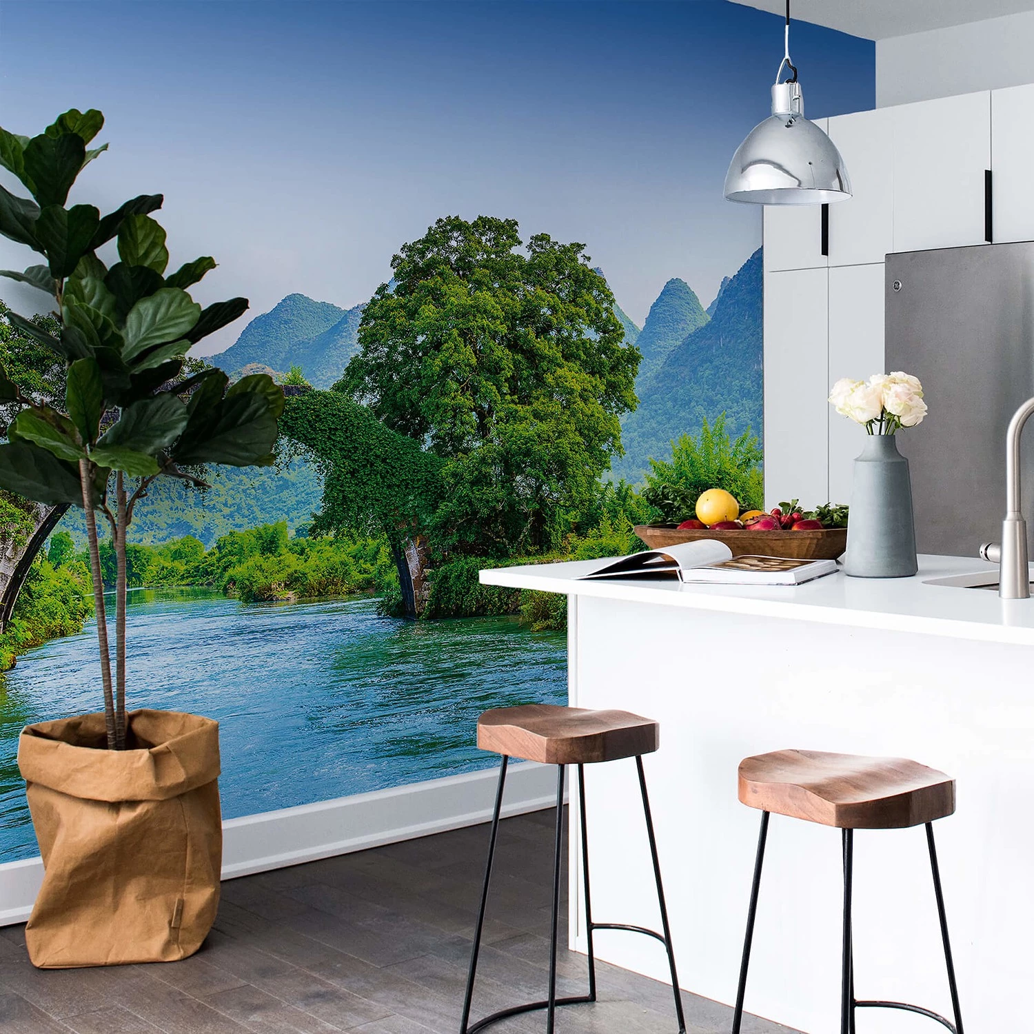 A.S. Création Papier peint Paysage de montagne - Intissé - Vert / Bleu - 3,84 x 2,6 cm – Image 2