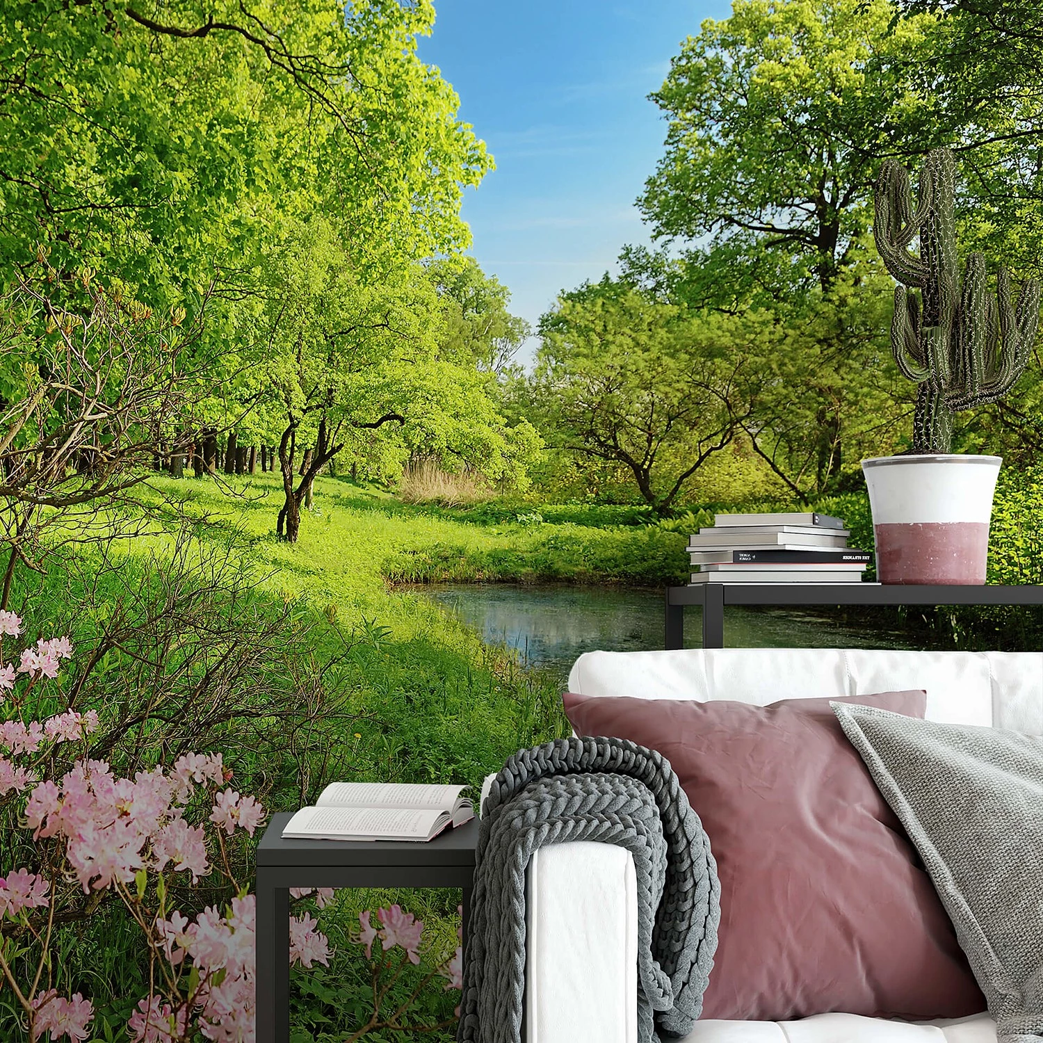 A.S. Création Papier peint Lac - Intissé - Vert / Bleu / Rose - 3,84 x 2,6 cm – Image 2