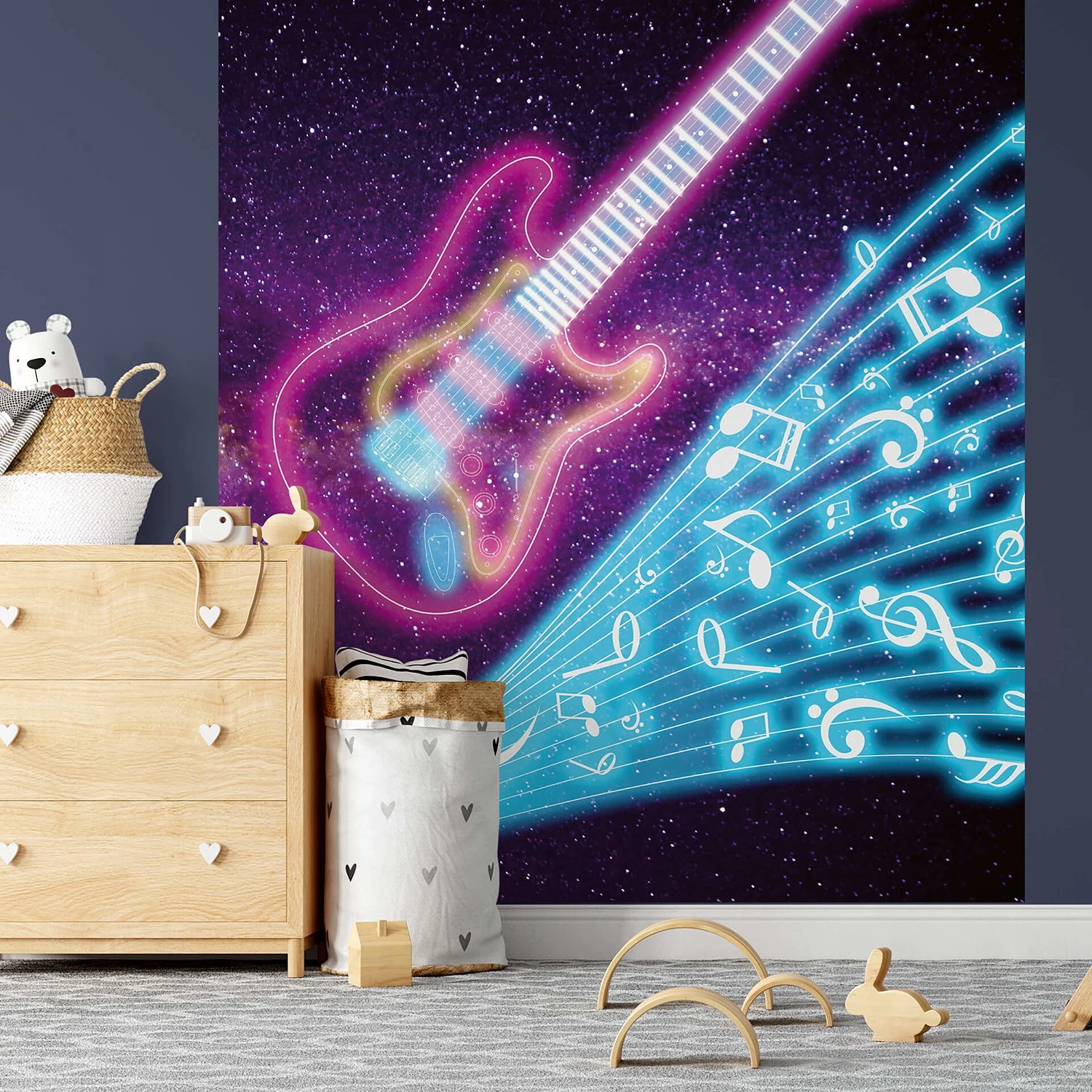 A.S. Création Papier peint Kids Guitar - Intissé - Violet / Bleu - 1,92 x 2,6 cm – Image 2