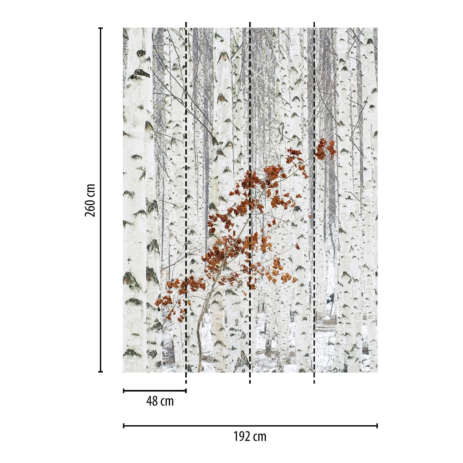 A.S. Création Papier peint Forêt de bouleaux - Intissé - Gris / Blanc / Rouge - 1,92 x 2,6 cm – Image 3
