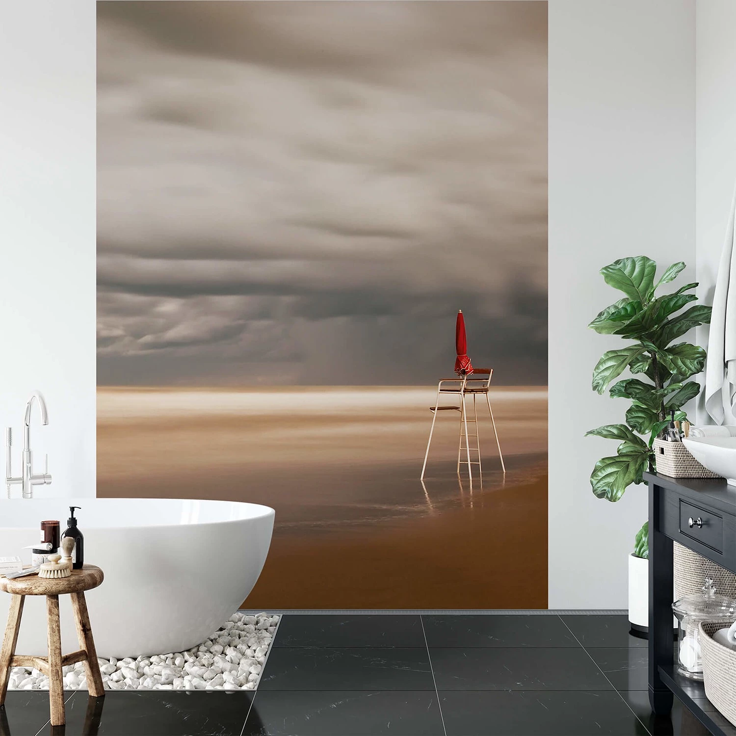 A.S. Création Papier peint Chair At The Beach - Intissé - Marron / Gris - 1,92 x 2,6 cm – Image 2