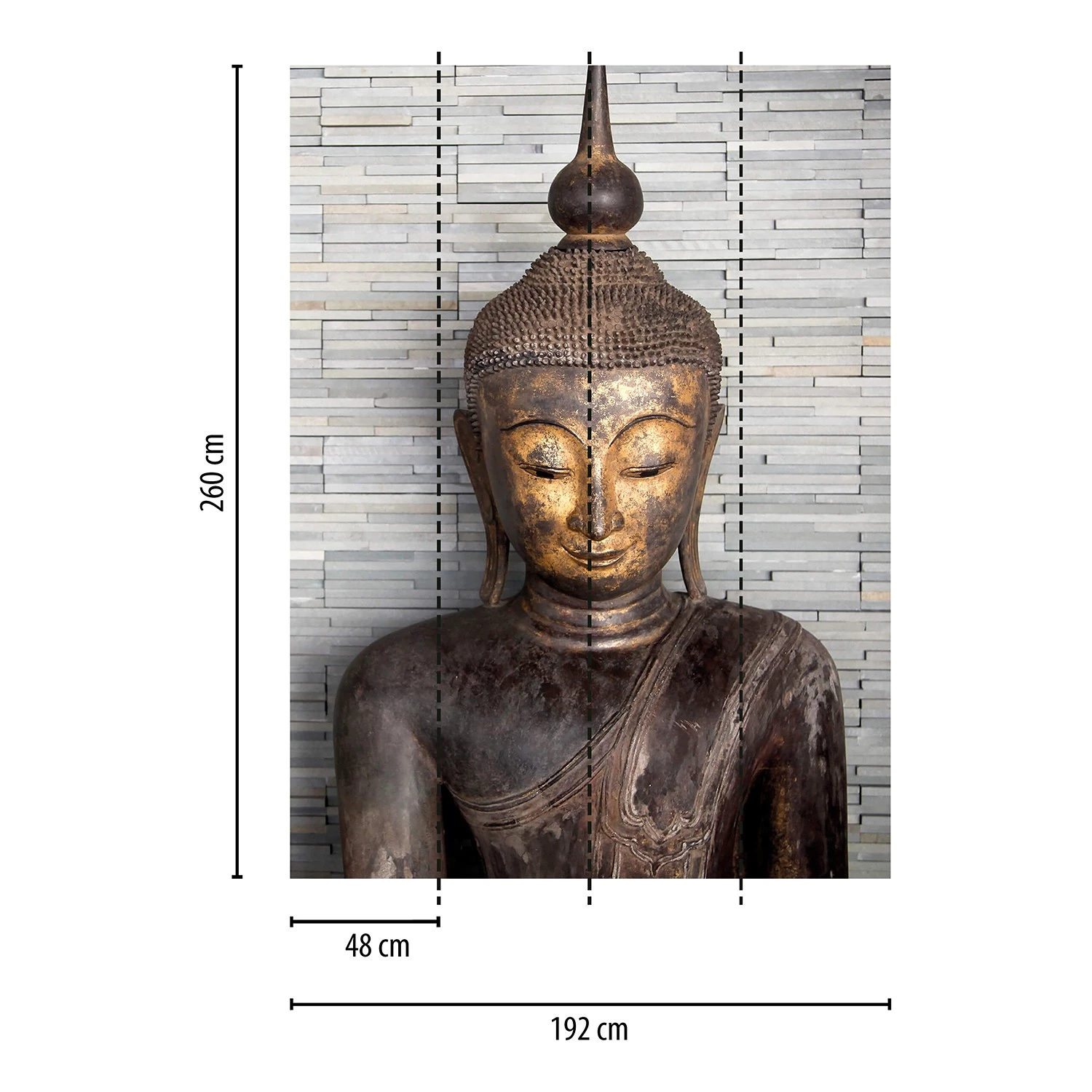 A.S. Création Papier peint Bouddha Thaïlande - Intissé - Marron / Gris - 1,92 x 2,6 cm – Image 3