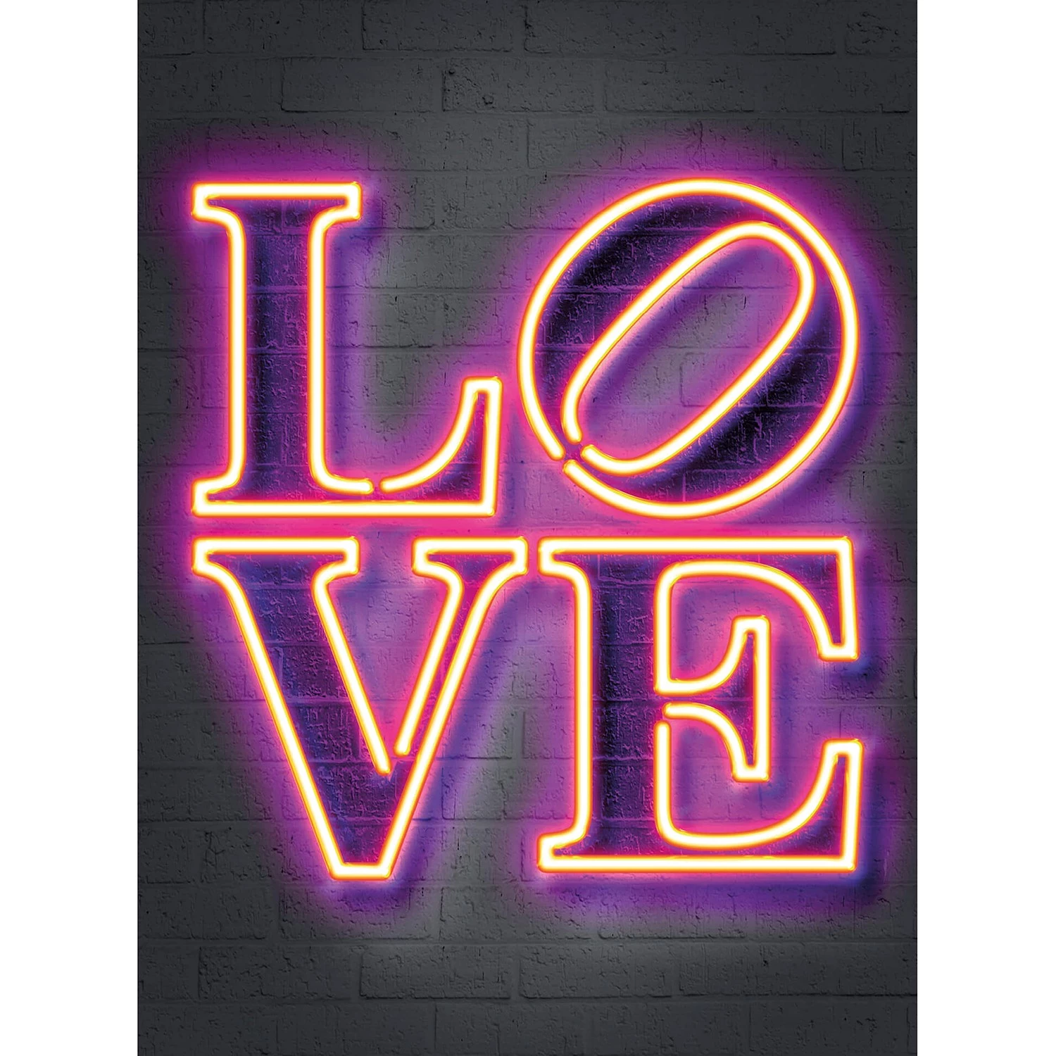 A.S. Création Papier peint Neon Tube Love - Intissé - Violet / Rose - 1,92 x 2,6 cm