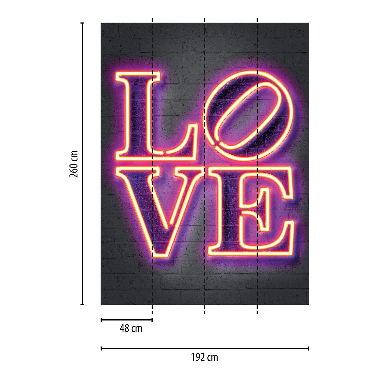 A.S. Création Papier peint Neon Tube Love - Intissé - Violet / Rose - 1,92 x 2,6 cm – Image 3