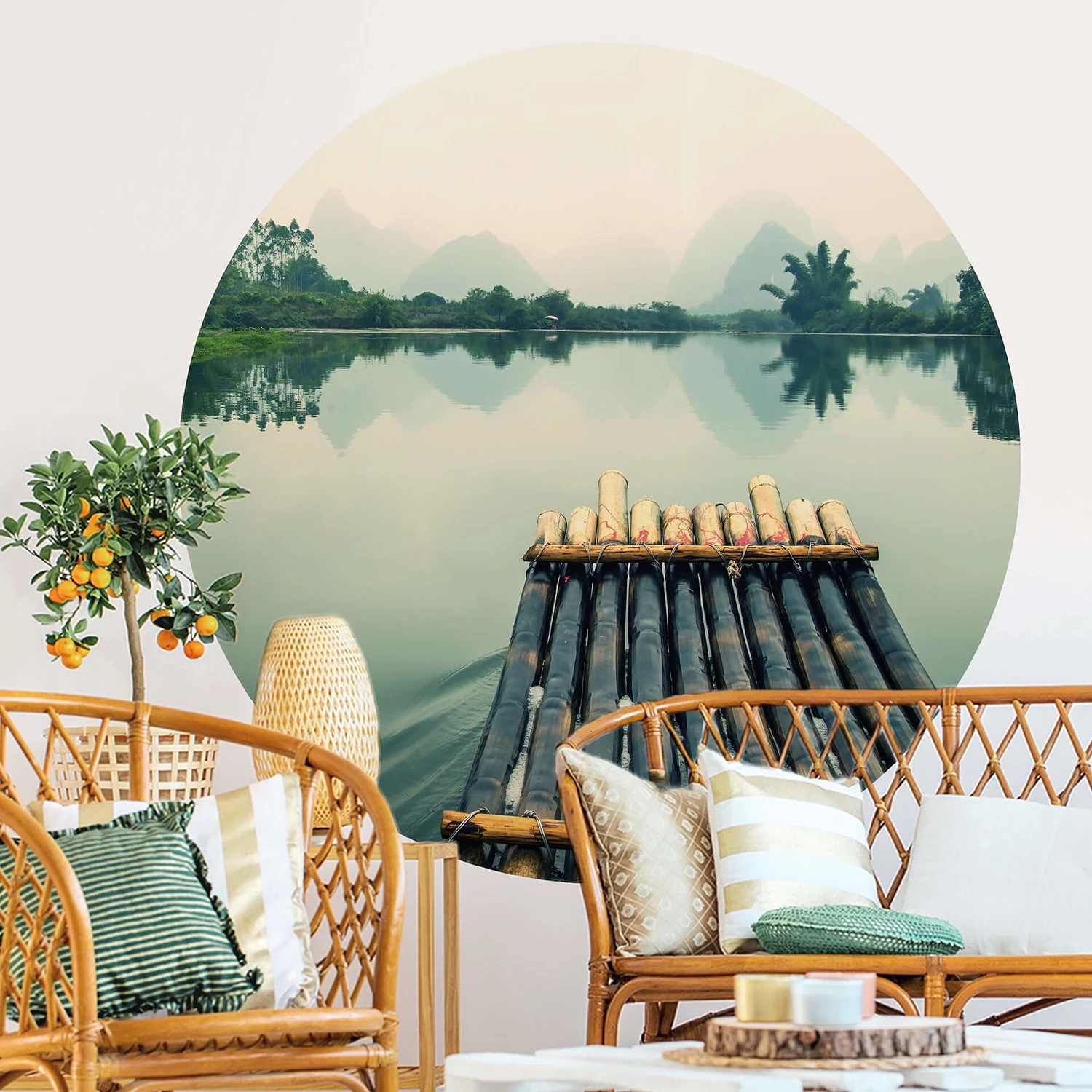 A.S. Création Papier peint Raft Trip in China - Intissé - Vert / Beige - 1,4 x 1,4 cm – Image 2